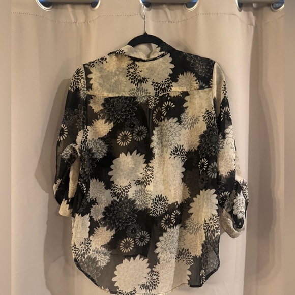H&M See Through Floral Black and Tan  Women's Blouse - Picture 3 of 8